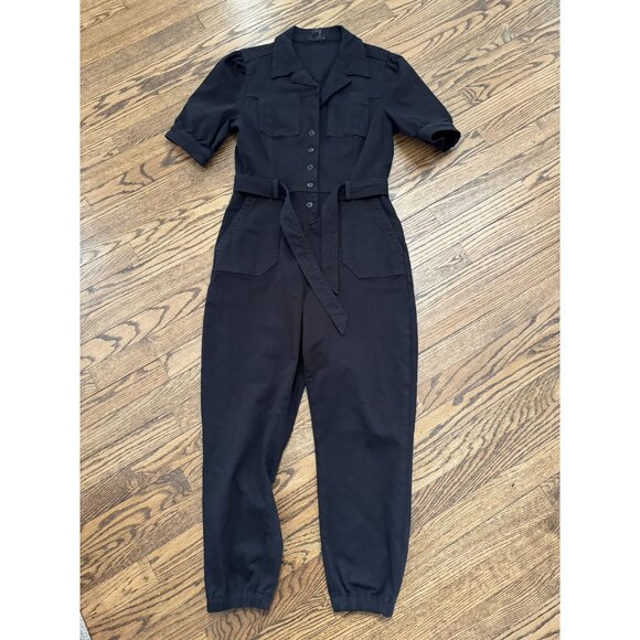 PAIGE Mayslie Jumpsuit Washed Black Utility Cargo Size 6 - Picture 3 of 5